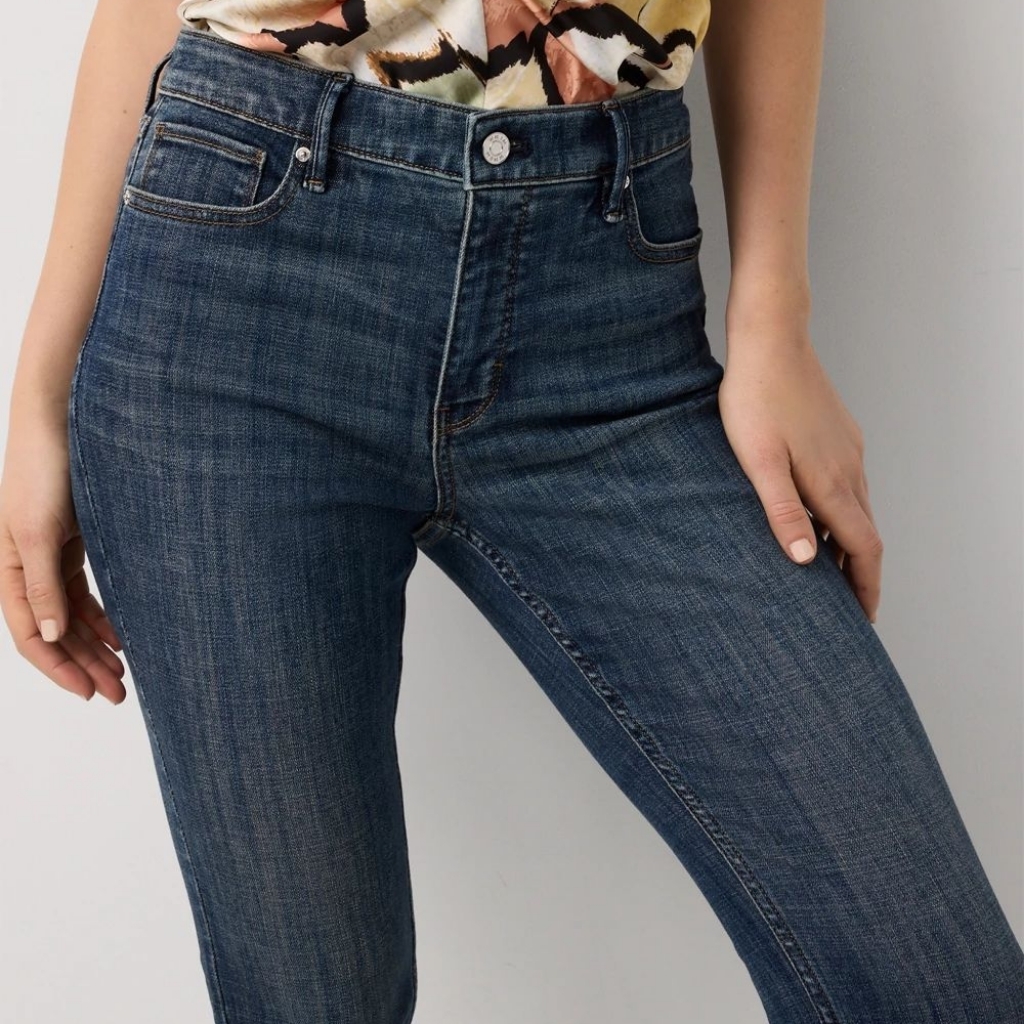 Whbm Everyday Soft Skinny Ankle, Trim Detail, Blue Women's Jeans Size 16
